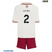 Camisa de Futebol Arsenal William Saliba #2 Equipamento Alternativo Infantil 2025-26 Manga Curta (+ Calças curtas)